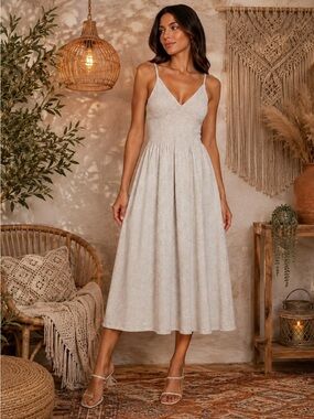 Free People FP Beach Sweater Midi Dress Oatmeal Beige Knit Tie Back Small